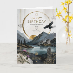 Celtic Scottish Castle Birthday Card, Mystic Card