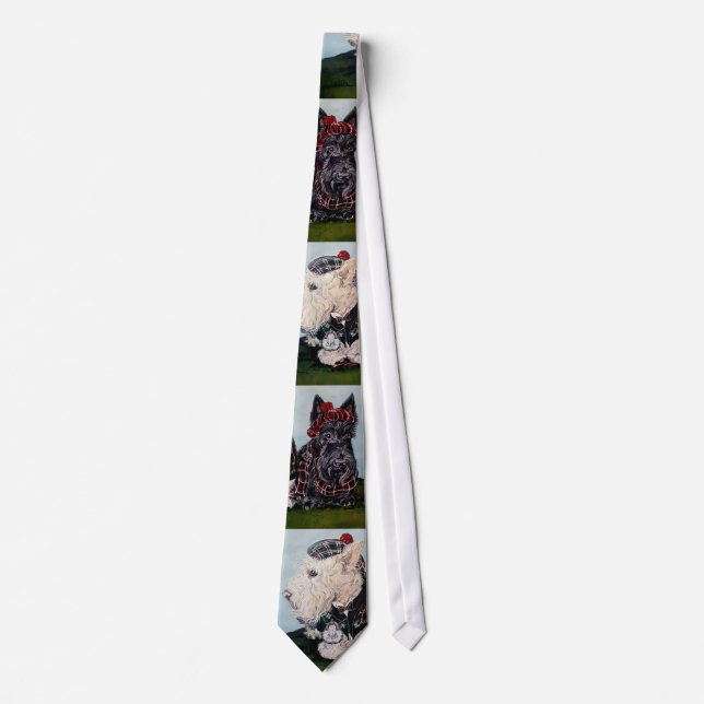 Celtic Scottish Terriers Neck Tie (Front)