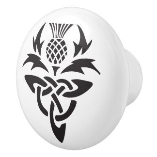 Celtic Scottish Thistle Tribal Ceramic Knob