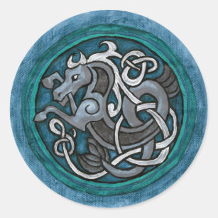 Celtic Sea Horse Classic Round Sticker