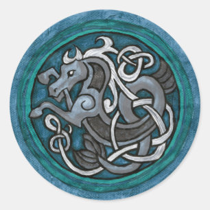 Celtic Sea Horse Classic Round Sticker