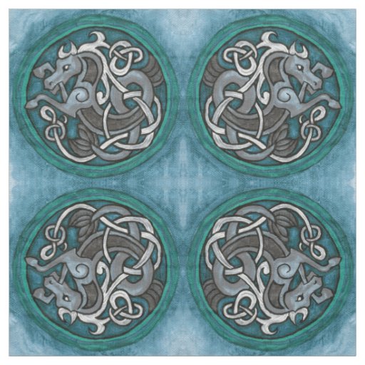 Celtic Seahorse Pattern Fabric