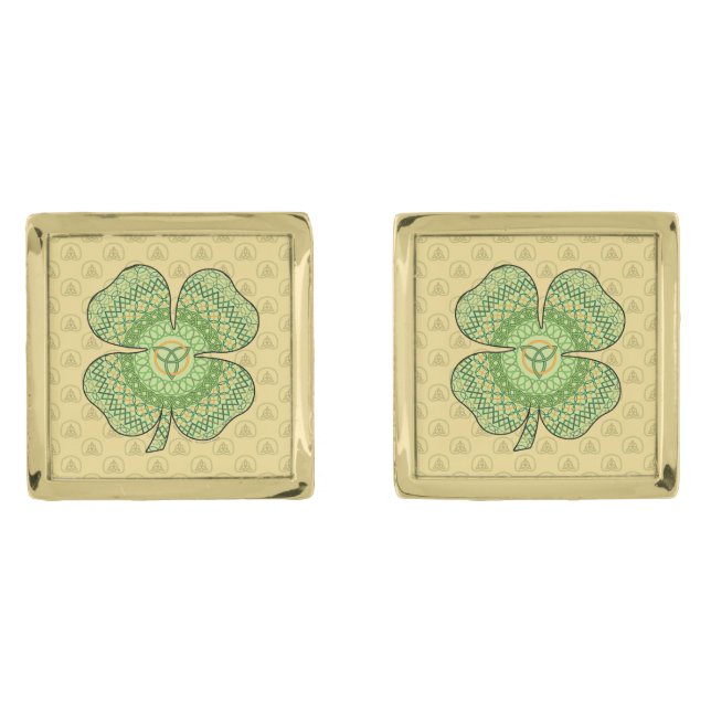 Celtic Shamrock Cuff Links (Front)