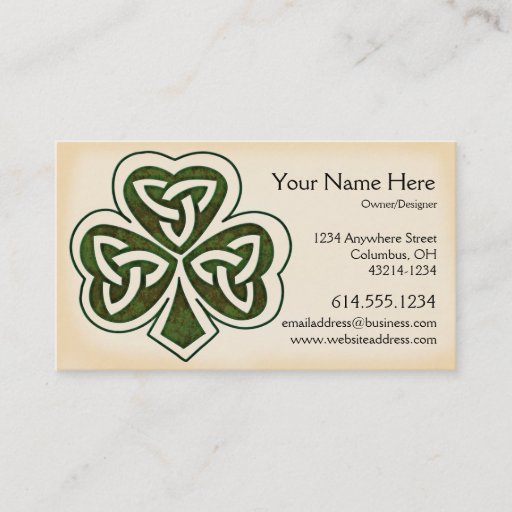 Customizable Celtic Shamrock Design 1 Irish Business Card