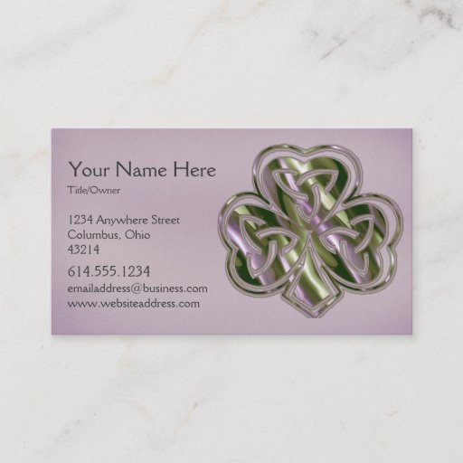 Customizable Celtic Shamrock Design 3 Irish Business Card