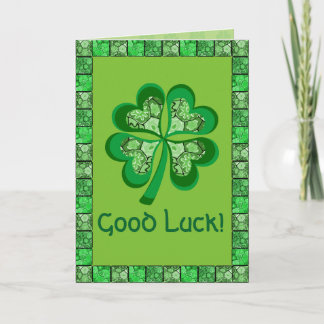 Celtic Shamrock Folk Art Good Luck Card