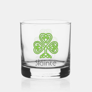 Celtic Shamrock Green Irish Clover Drinkware Set Whiskey Glass
