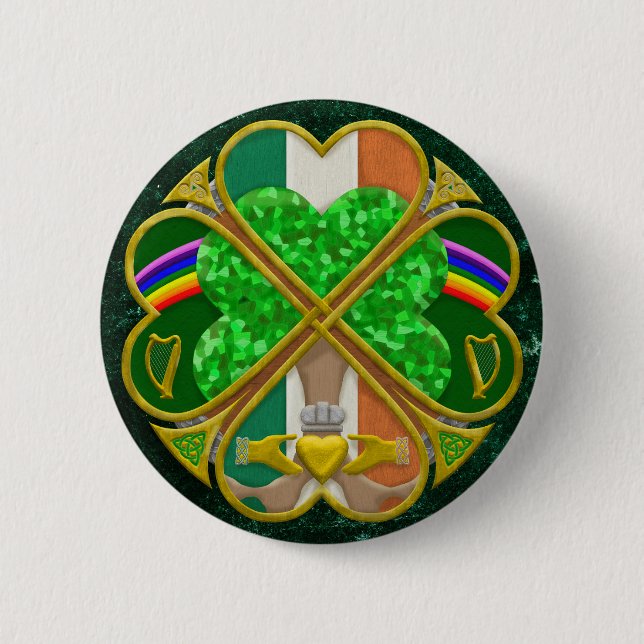 Celtic Shamrock Heritage Symbol Irish Inspired Button (Front)