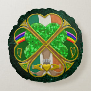 Celtic Shamrock Heritage Symbol Irish Inspired Round Pillow