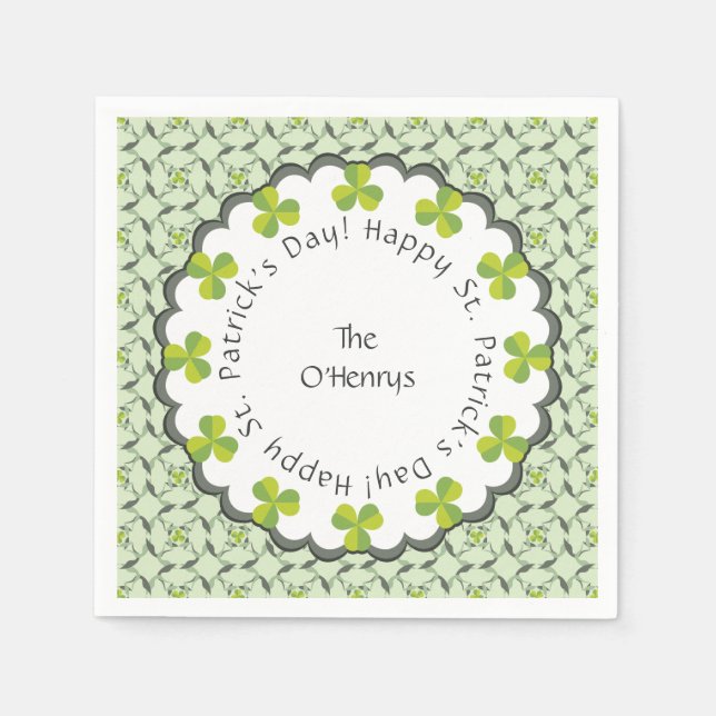 Celtic Shamrock St. Patrick’s Day Personalized Paper Napkins (Front)