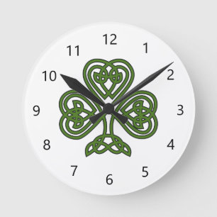 Celtic Shamrock - St Patricks Day Round Clock