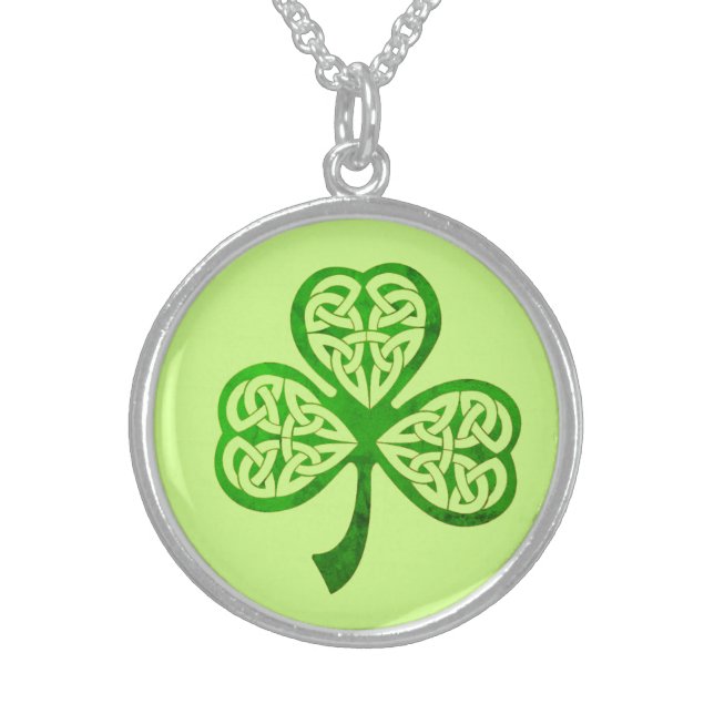Celtic Shamrock St. Patrick's Day Sterling Silver Necklace (Front)