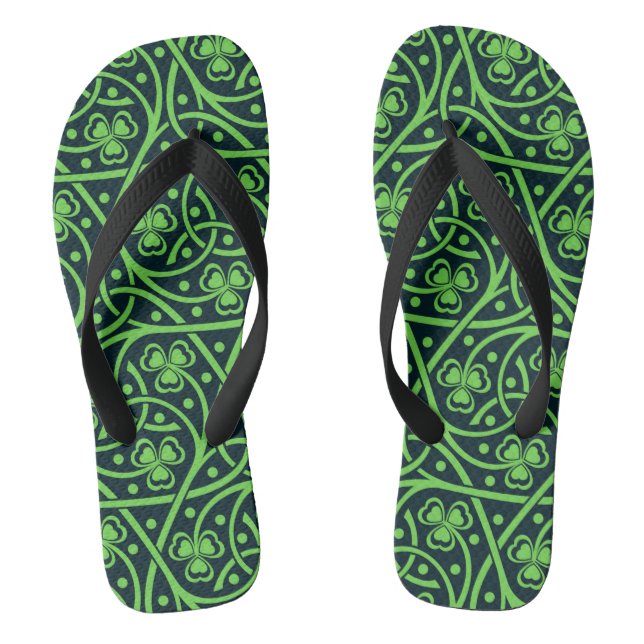 Celtic Shamrocks Pair of Flip Flops (Footbed)