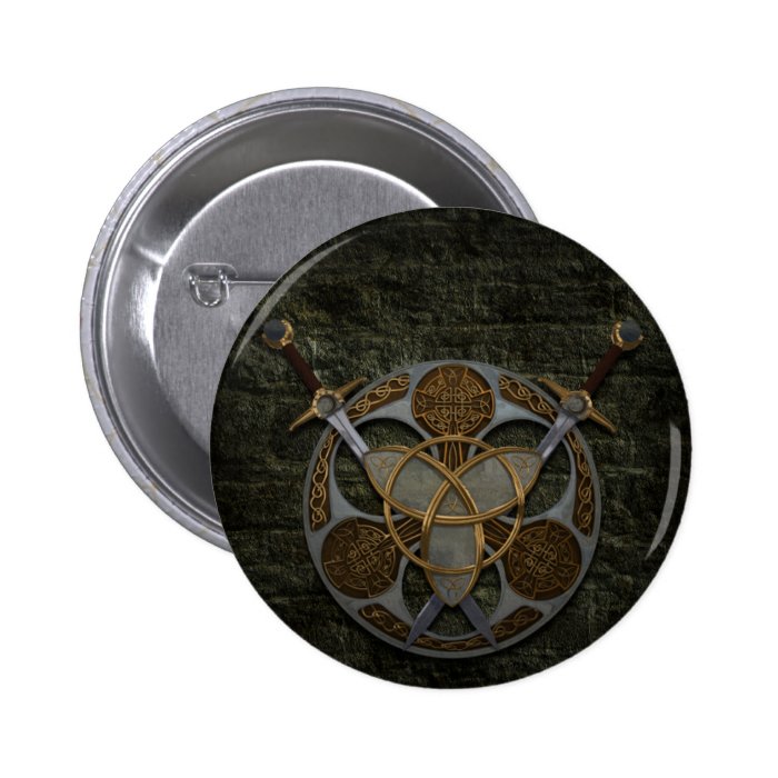Celtic Shield and Swords Button