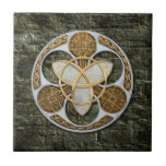 Celtic Shield Ceramic Tile<br><div class="desc">This is not meant to be a true representation of the traditional Celtic shield, which was ovoid and usually made of brass or bronze. This is my decorative interpretation of a Celtic shield, with Trinity knot, and decorative Celtic knot symbols inlays.</div>