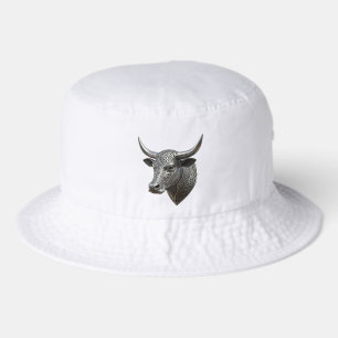 Celtic Silver Bull Head Viking Celtic Bucket Hat