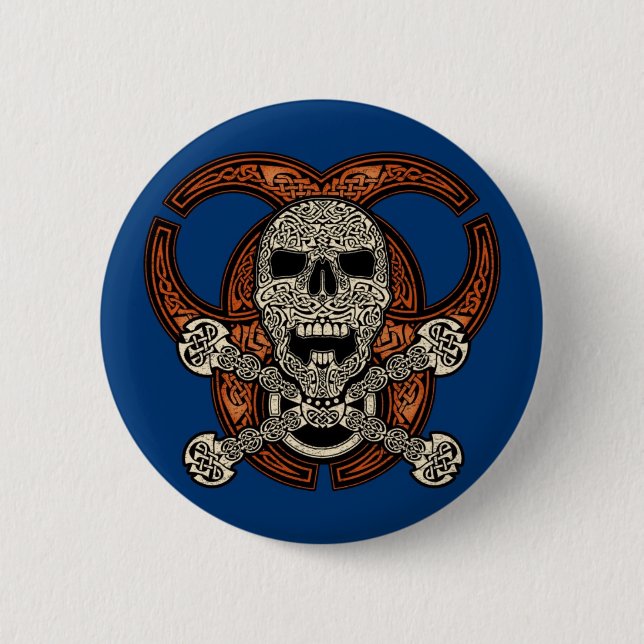Celtic Skull & Biohazard Button (Front)