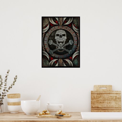 Celtic Skull & Crossbones Mandala Poster (18x24