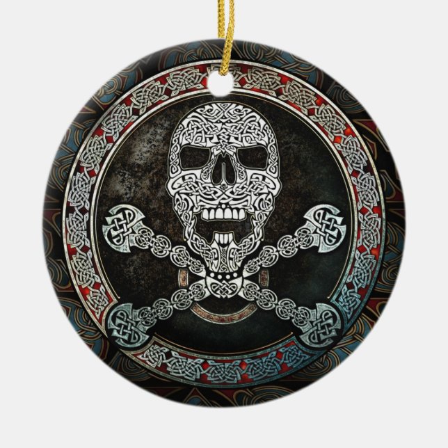 Celtic Skull & Crossbones Pendant/Ornament Ceramic Ornament (Front)