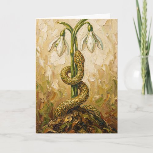 Celtic Snake Snowdrops Imbolc Rebirth Fantasy Art