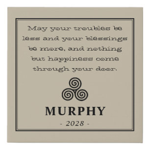 Celtic Spiral Knot Irish Blessing Housewarming Faux Canvas Print