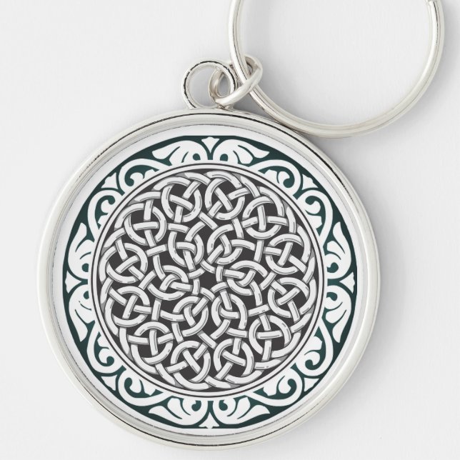 Celtic Spiral Knotwork Circular Pattern Designer  Keychain (Front)