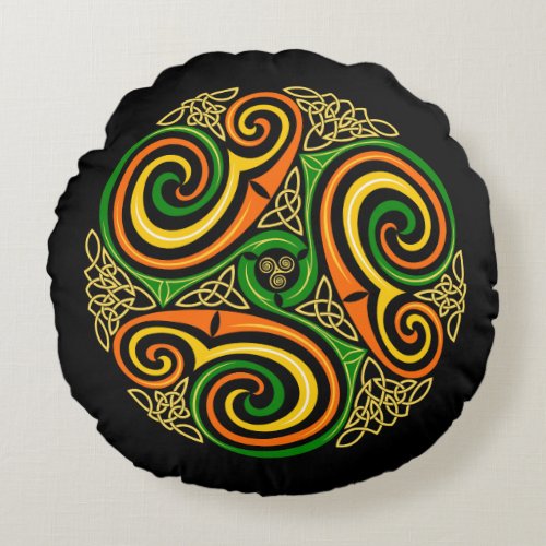 celtic spirals round pillow