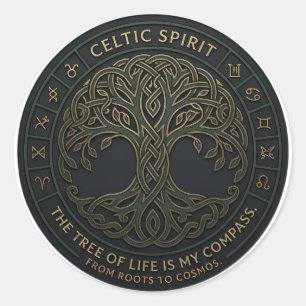 Celtic Spirit: The Tree of Life Sacred Emblem - Ro Classic Round Sticker