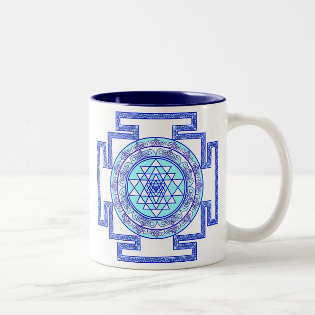 celtic sri yantra Two-Tone coffee mug (Right)