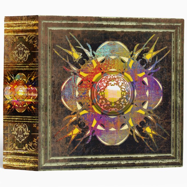 Celtic Stained Glass Medallion Ancient Tome 3 Ring Binder (Front/Spine)