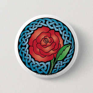 Celtic Stained Glass Rose Pinback Button