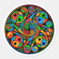 Celtic Stained Glass Spiral Classic Round Sticker