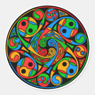 Celtic Stained Glass Spiral Classic Round Sticker
