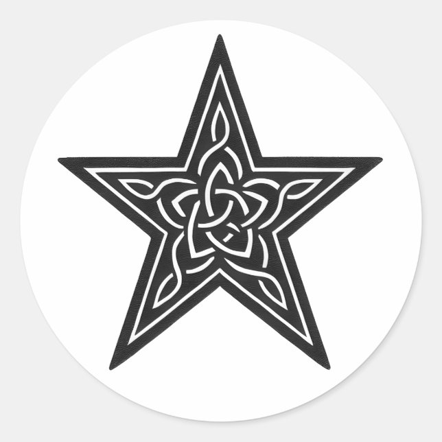 Celtic Star Knot – Ink Emblem Classic Round Sticker (Front)