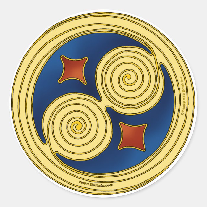 Celtic Sticker, Double Spiral Design Blue