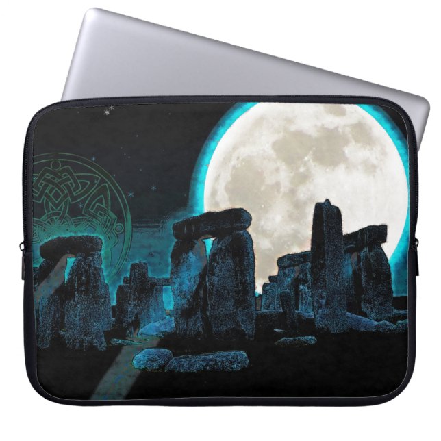 Celtic Stonehenge, Moon & Stars Astronomy Laptop Sleeve (Front)