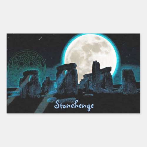 Celtic Stonehenge Moon  Stars Astronomy UK Rectangular Sticker