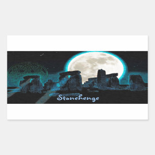 Celtic Stonehenge, Moon & Stars Astronomy U.K. Rectangular Sticker