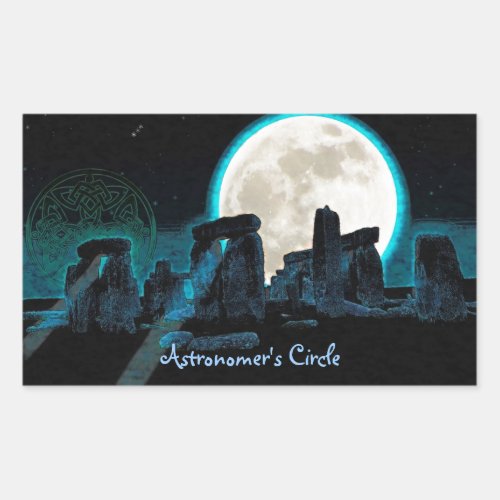 Celtic Stonehenge Moon  Stars Astronomy UK Rectangular Sticker