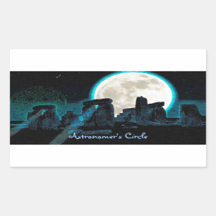 Celtic Stonehenge, Moon & Stars Astronomy U.K. Rectangular Sticker