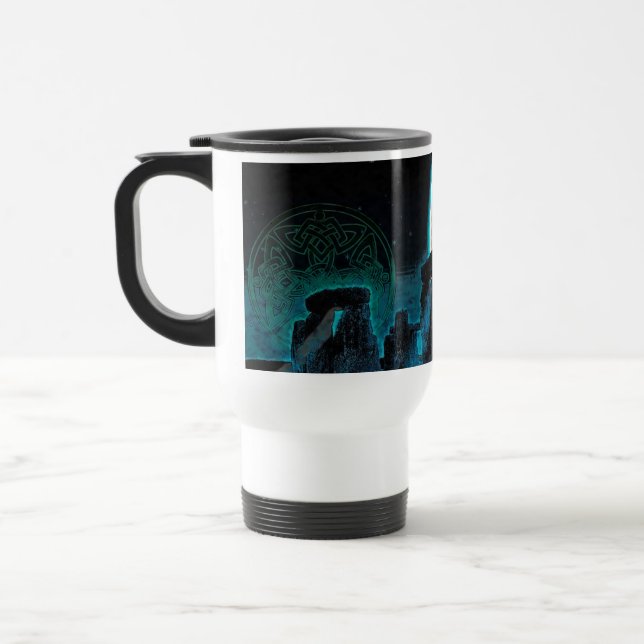 Celtic Stonehenge, Moon & Stars Astronomy U.K. Travel Mug (Left)