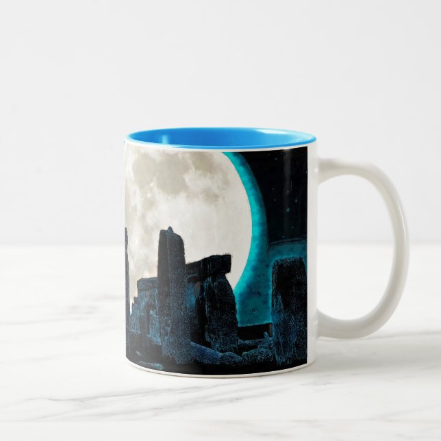 Celtic Stonehenge, Moon & Stars Astronomy U.K. Two-Tone Coffee Mug (Right)