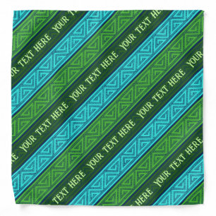 Celtic Stripes Add Your Text Aqua Blue & Green Bandana