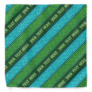 Celtic Stripes Add Your Text Aqua Blue & Green Bandana