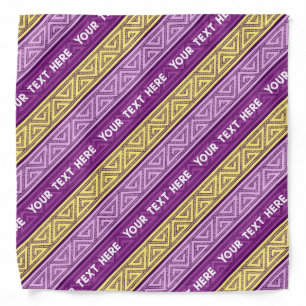 Celtic Stripes Add Your Text Yellow Lilac Purple Bandana