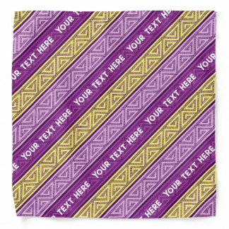 Celtic Stripes Add Your Text Yellow Lilac Purple Bandana
