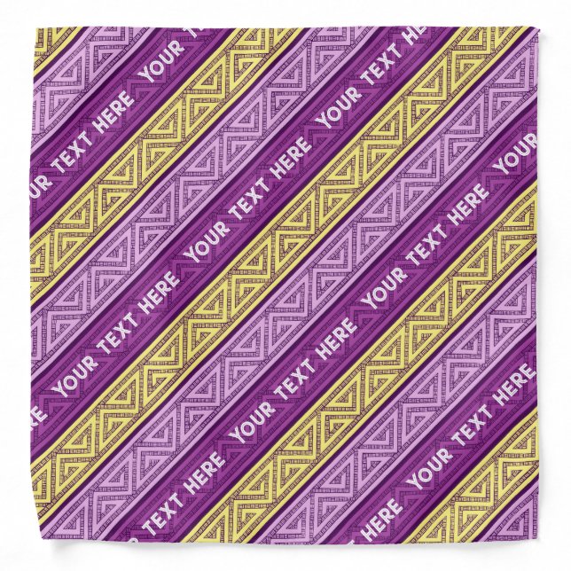 Celtic Stripes Add Your Text Yellow Lilac Purple Bandana (Front)