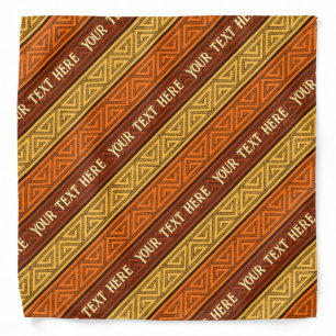 Celtic Stripes Add Your Text Yellow Orange Brown Bandana