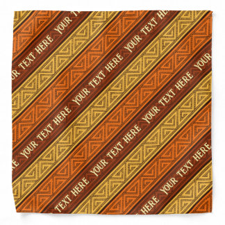 Celtic Stripes Add Your Text Yellow Orange Brown Bandana