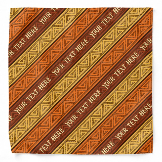 Celtic Stripes Add Your Text Yellow Orange Brown Bandana (Front)